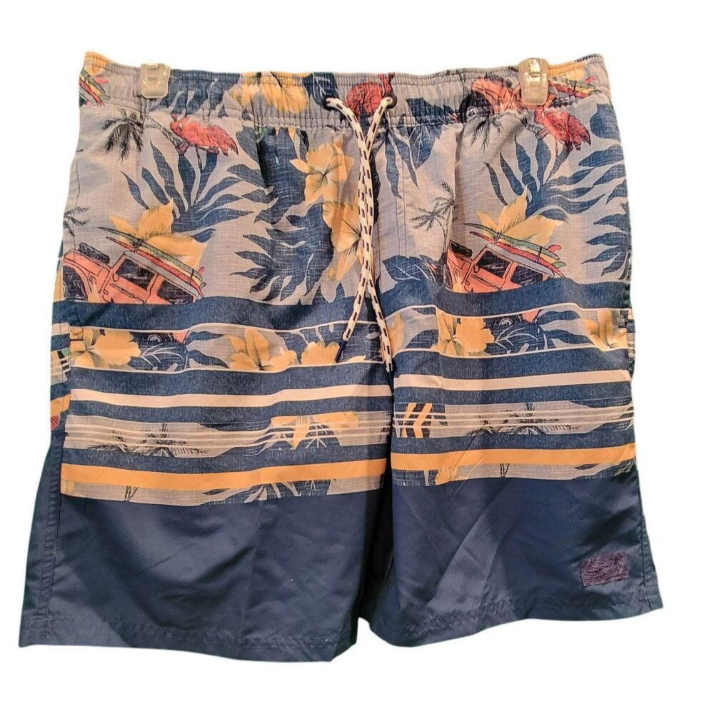 Izod Men's Swim Trunks Saltwater Relaxed Classics Hawaiian Blue Size L  JH712